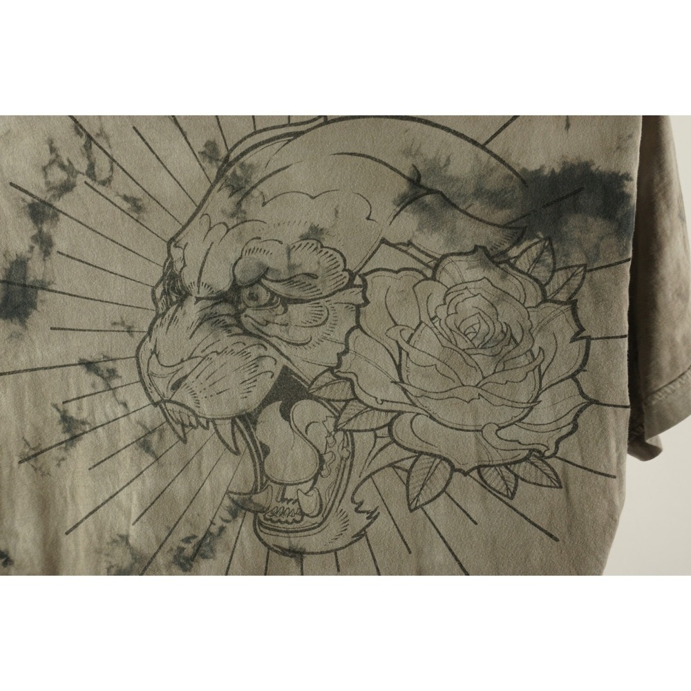Affliction Thrashed Distressed White Rose Puma Men's XL Gray Acid Wash T-Shirt - Picture 9 of 11